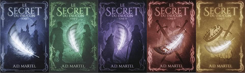 Les couvertures de la saga Le Secret du Faucon